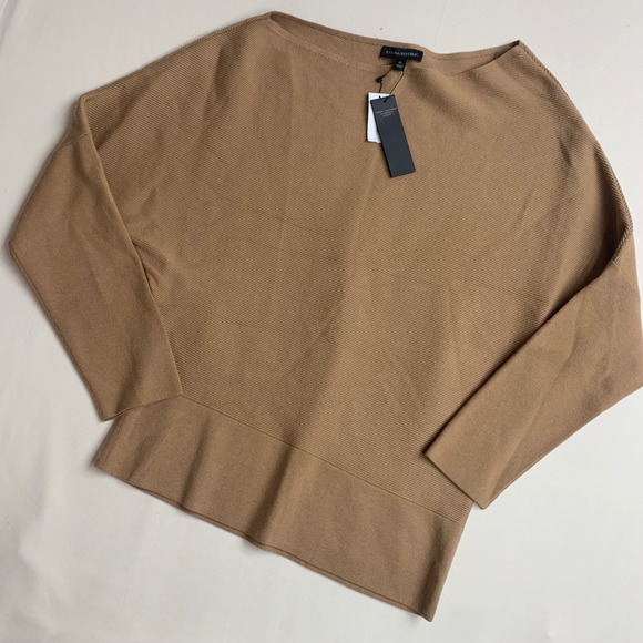 Banana Republic Sweaters - Banana Republic Serene Sweater XL Camel Brown Ribbed‎ Lenzing Ecovero NWT